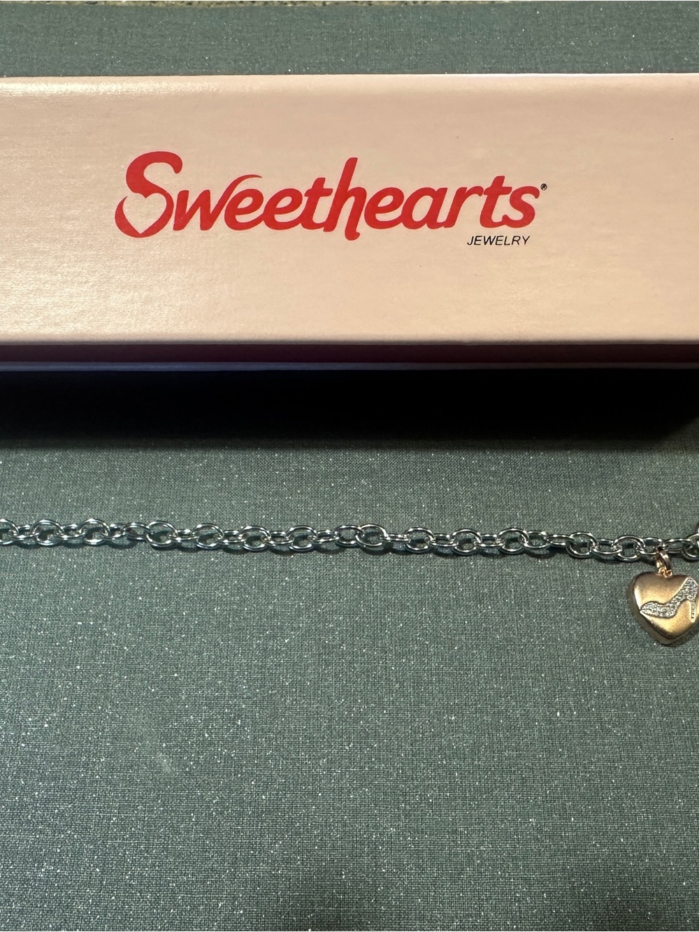 Silver 925 sweetheart collection bracelet 7” with high heel diamond chips